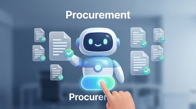 AI Robot Assistant Managing Procurement Process Document Automation Workflow Business Technology Concept D Illustration 