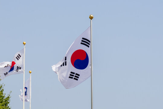 Korean Flag Fluttering in the Wind