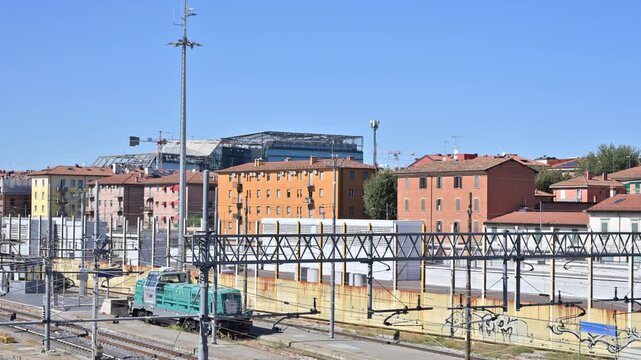 Bologna Centrale railway station with trains, platforms and railway tracks, Bologna, Emilia-Romagna, Italy