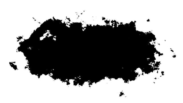 White ink diffusing into black water, Ink Drops Transition on Black Background, ink transition splatter blot spreading from the center to edges, Black ink style transitions mattes. 4k video