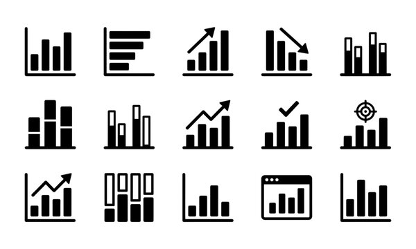 Collection of black business charts and graphs for data analysis