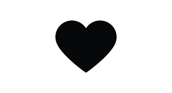 Black heart shape silhouette stands out against a white background