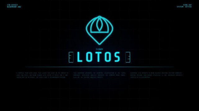 Futuristic Digital Interface Featuring Lotos Logo Animation.