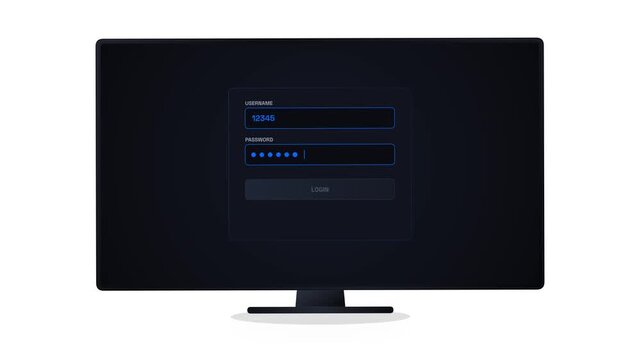 A Minimalist Dark Mode User Interface Displaying a Secure Account Login Authentication Screen on a Modern Desktop Monitor