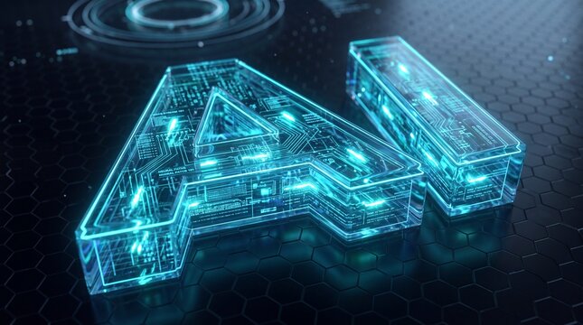 AI Symbol with Glowing Microchip Circuit Board Technology