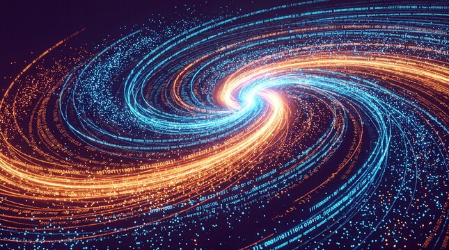 Futuristic Big Data Vortex with Swirling Binary Code