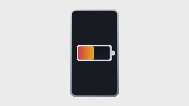 Minimalist mobile phone icon showcasing a low battery charge level on a sleek digital interface display