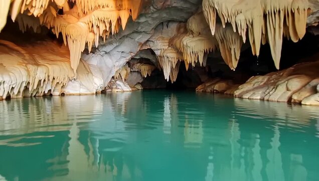 Limestone karst cavern and navigable subterranean river Puerto Princesa Philippines.