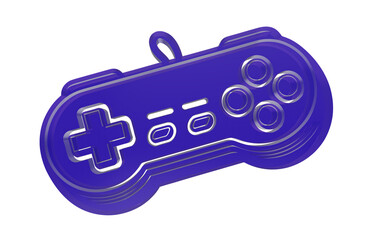 Isolated 3d purple glossy video game controller icon for digital gaming transparent background © SAMIMAAYASH