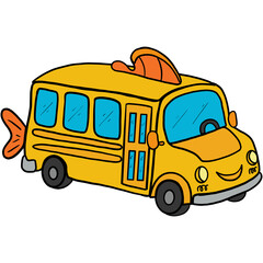 Cute school bus inspired by sea animals, made for a fun Back to School theme © PeowpopArtwork