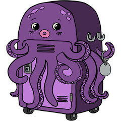 Hand drawn school locker inspired by sea octopus made for a fun Back to School theme © PeowpopArtwork