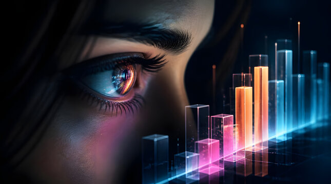 Visionary Eye Reflecting Digital Financial Data Growth Charts