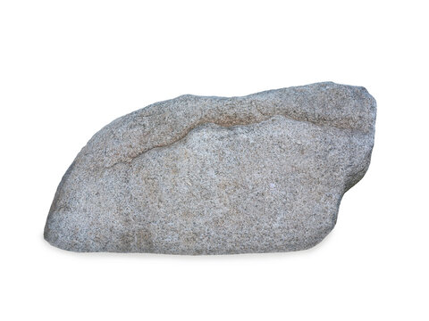 Smooth granite boulder isolated on white background.