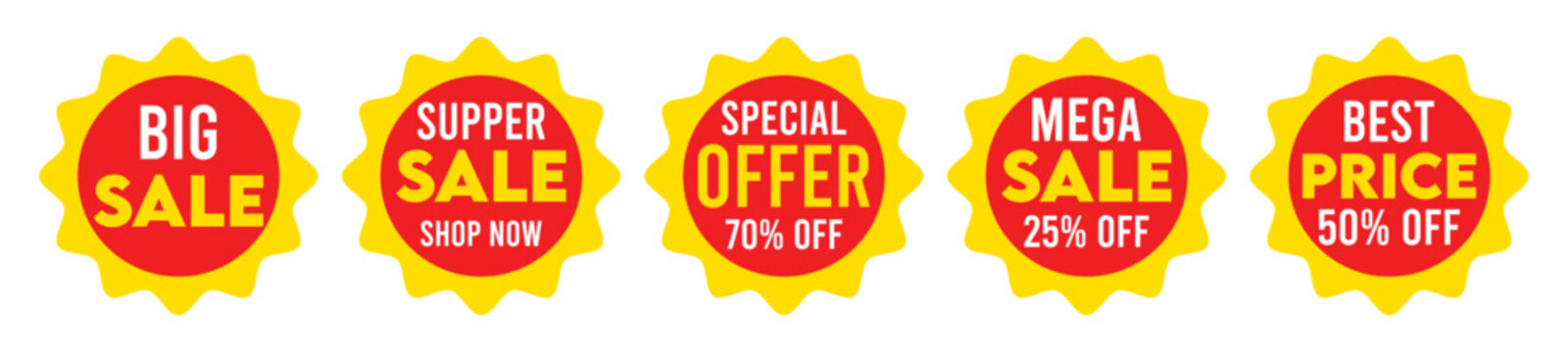 Starburst sale badges and discount, special offer labels set vector for advertising banners and poster