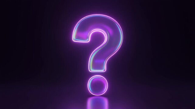 Glowing Neon Question Mark Animation for Quiz and FAQ
