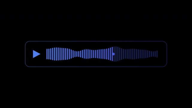 Audio message player waveform in cobalt blue gradient on transparent background seamless loop