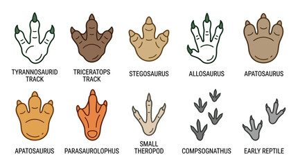 Dinosaur Footprints Collection Isolated Transparent Background © yout