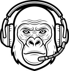 Gorilla Face with Headset © deni