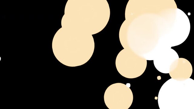 金色と白の大きな丸ボケと小さな星が左右へ通過するアルファチャンネル付きのキラキラループアニメーション