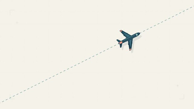 Airplane flying along a dotted line path on a simple background
