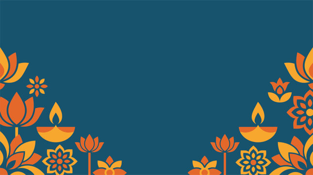 A beautiful diwali background vector featuring traditional oil lamps and colorful floral patterns for your festive holiday celebration card design