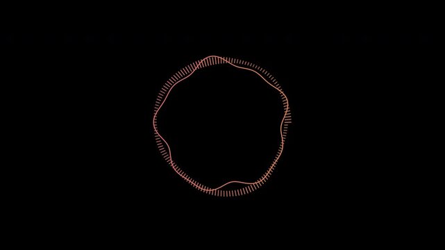 Soft ring audio waveform in coral amber gradient on transparent background seamless loop