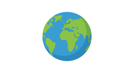 Stylized earth globe illustration with green continents on a white background © Mostofa