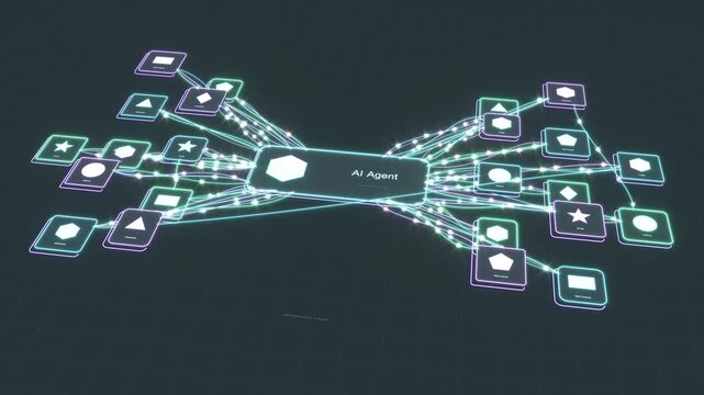 AI LLM agent flow workflow data bg able to loop endless 4k