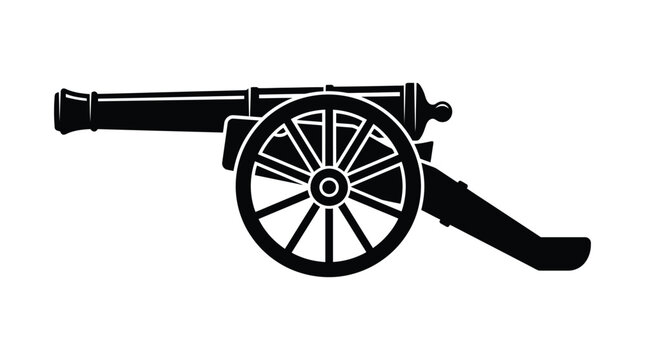 Black cannon silhouette on white background vector