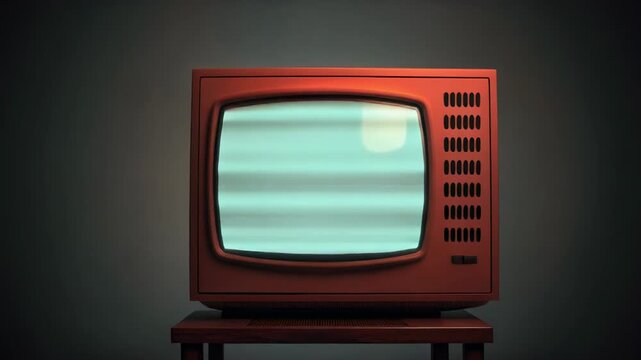 Retro television with static screen during a cinematic broadcast test with subtle color shifts