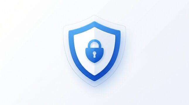 Cybersecurity shield with locked padlock symbolizing digital