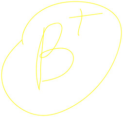 Yellow Hand-Drawn B Plus Grade Mark with Circle Transparent PNG © Hela