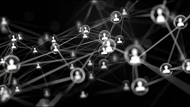 abstract professional business team people innovation connection of line from nail node to node on map background , networking concept innovative cyber security network, using interconnected nodes