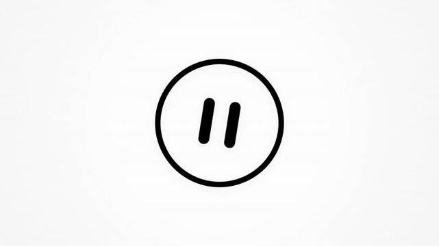 Simple pause icon with black parallel lines inside a circle on a white background, concept for media playback interruption and control, suitable for user interface design and video player