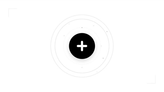 Minimalist plus icon with clean concentric circles on a white background, representing addition, expansion, and user interface navigation, ideal for web design, app development, and digital marketing