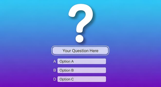 Interactive quiz template with question mark and multiple choice options