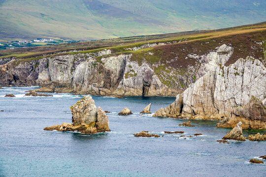 View of the White Cliffs of Ashleam in Achil Island, County Mayo, Ireland