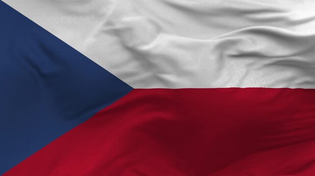 Czech Republic Flag Waving with White Red and Blue, Seamless Loop