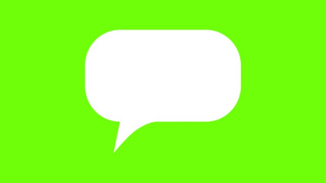 Online bubble chat messages Green Screen chroma key, pop up chat box, Text box, 3d Animation Speech Bubble Alpha channel. message box cartoon animated icon.4k motion graphics animation video.