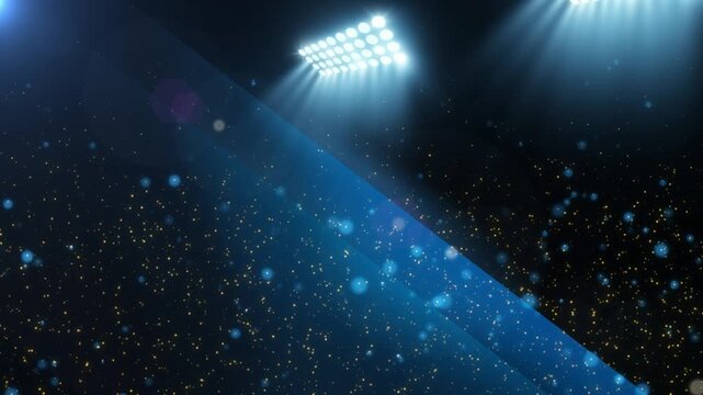 Animated thumbs up graphic with you nailed it text with background spotlights particles against dark background video animated white