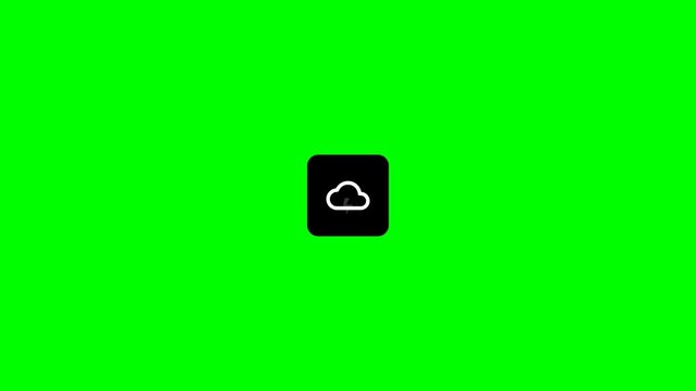 Cloud computing icons on green screen background for video compositing