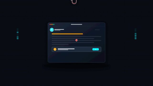 Digital Phishing Scam and Hacking Attack Animation Concept.