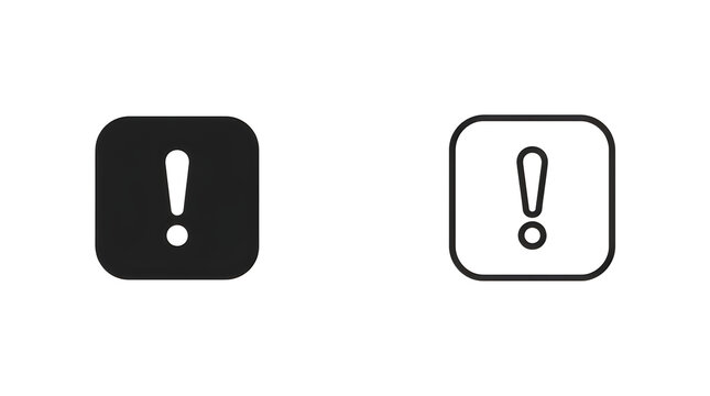 Black and white warning exclamation icon