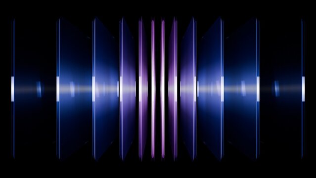 Futuristic Abstract Background Featuring Vertical Glowing Light Planes and Dark Panels in Cyber Space Concept for Digital Art and Modern Technology