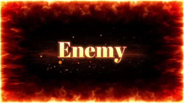 Fiery border frame with glowing text overlay concept for dramatic cinematic intros and dynamic digital motion graphics backgrounds for intense video projects