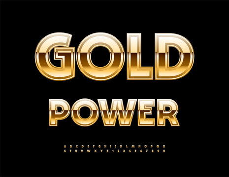 Vector elite emblem Gold Empire. Trendy Luxury Font. Cool set of Upscale Alphabet Letters and Numbers set.