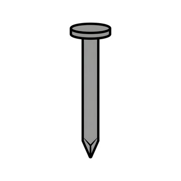 Simple vector illustration of a flat-headed metal nail. Great for construction, carpentry, repair, and woodworking projects. Isolated on white.