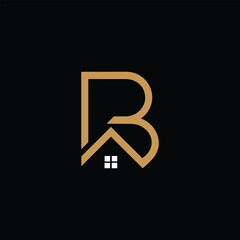 Minimalist letter b logo design combined with a house roof icon © MD86