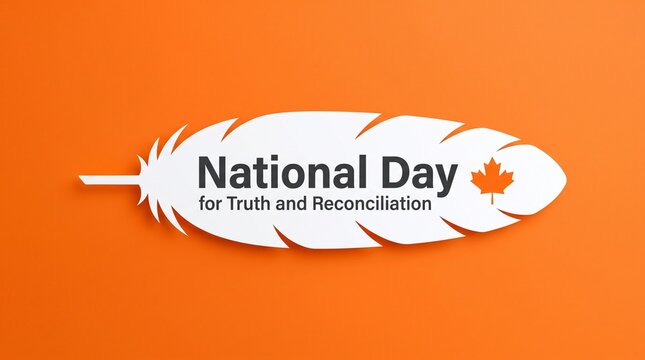 National day for truth and reconciliation feather logo with canadian flag