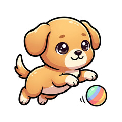 Obraz premium Cute puppy playing with a ball